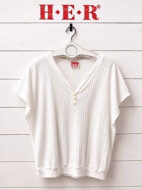HER White Textured Knit Dolman Top Size 3X run small
